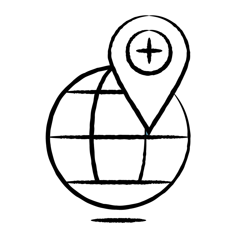 simple globe with location marker