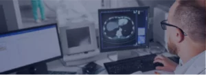 medical professional analyzing scan results